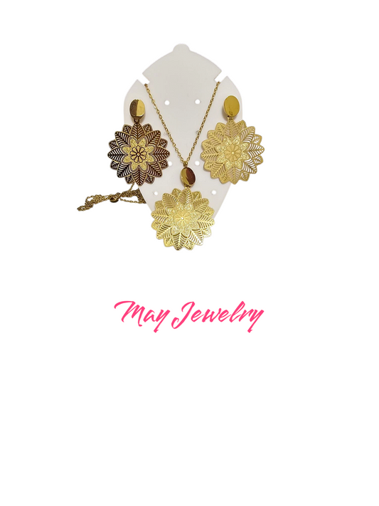 Set de cadena con colgante y pendientes de flor